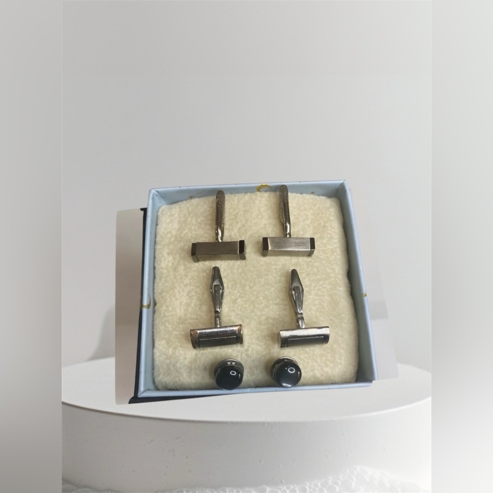 Silver and Black Cufflinks Set